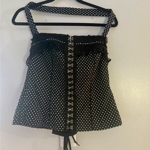 Tripp NYC Black and White Polkadot Textured Fabric